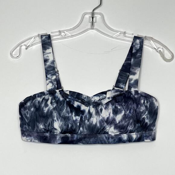 Athleta Tie Dye Bikini Lycra UPF 50+ Adjustable Underwire Blue White 34 B C - Picture 2 of 10